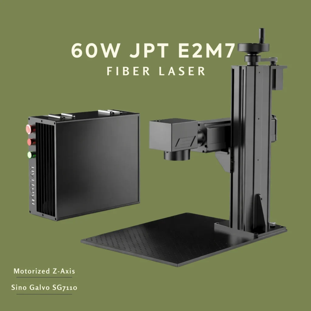 JPT M7 60W E2 MOPA fiber laser marking machine for high-end industrial engraving.