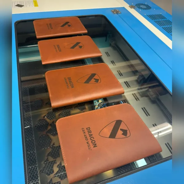 Leather notebook covers with laser engraved logos